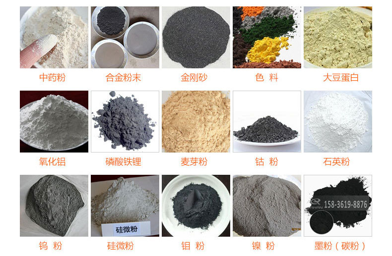 氣體保護(hù)超聲波振動(dòng)篩的行業(yè)應(yīng)用：中藥粉，合金粉末，金剛砂，色料，大豆蛋白，氧化鋁，磷酸鐵鋰，麥芽粉，鈷粉，石英粉，鎢粉，硅微粉，鉬粉，墨粉。