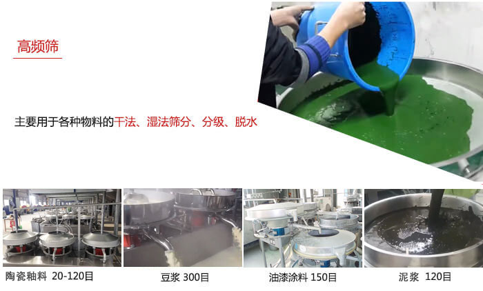 用于各種物料的干法，濕法，分級(jí)，脫水等功能