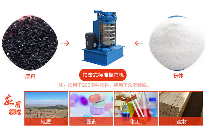 拍擊篩適用于多種物料顆粒狀，粉狀，不規(guī)則物料的篩分。